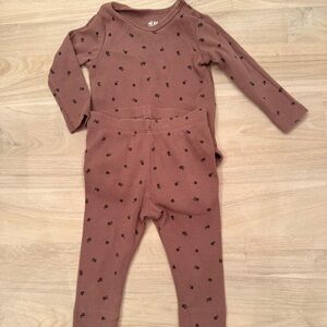 H&M Tan Baby Set with Floral Design